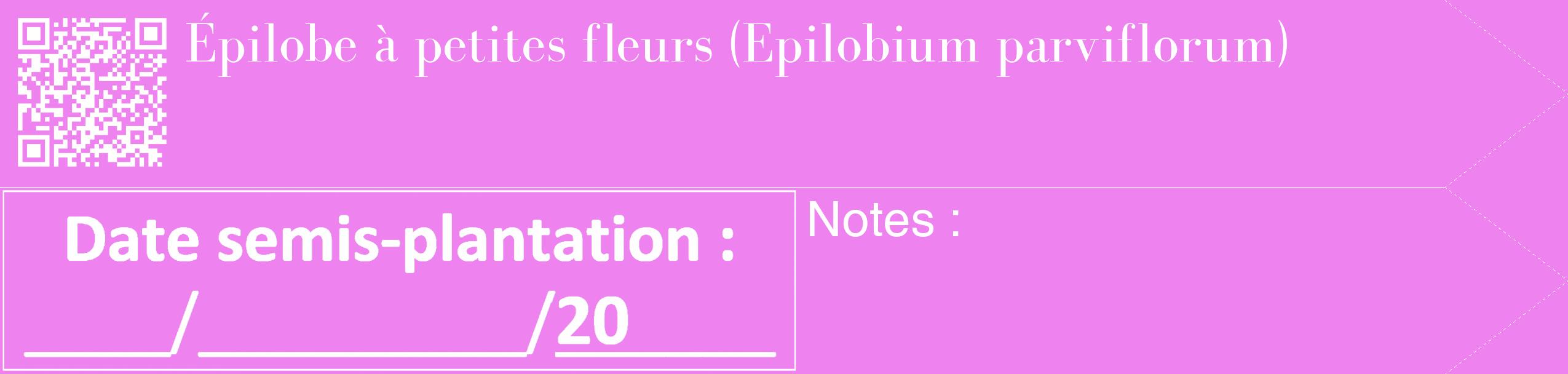Étiquette de : Epilobium parviflorum - format c - style blanche53_simple_simplebod avec qrcode et comestibilité
