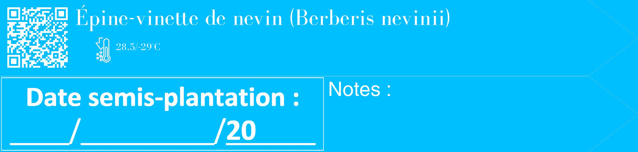 Étiquette de : Berberis nevinii - format c - style blanche2_simple_simplebod avec qrcode et comestibilité