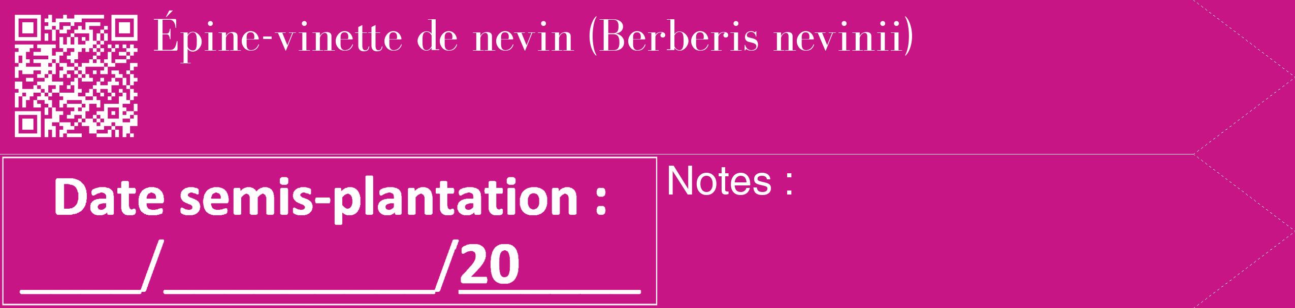 Étiquette de : Berberis nevinii - format c - style blanche45_simple_simplebod avec qrcode et comestibilité