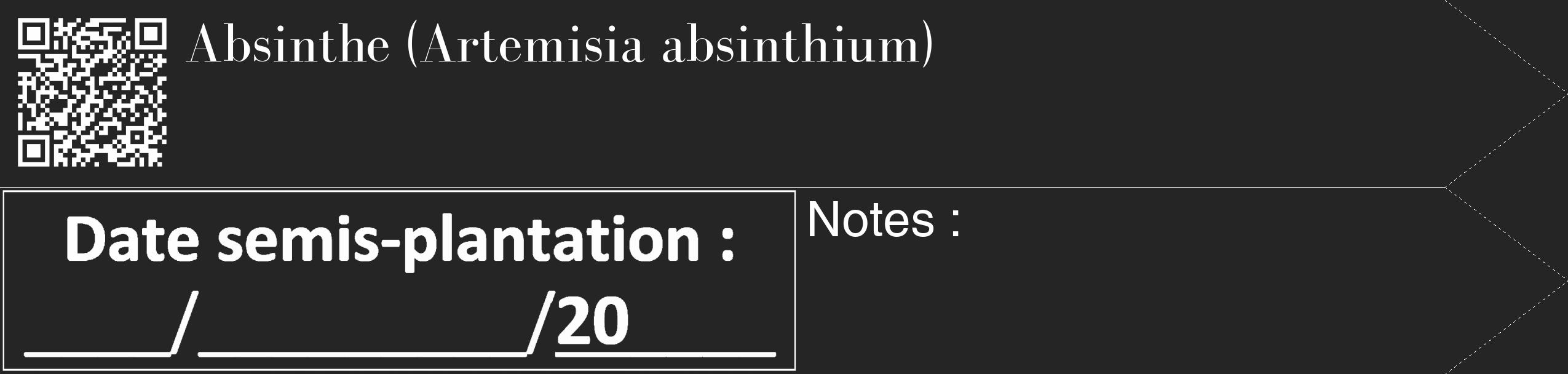 Étiquette de : Artemisia absinthium - format c - style blanche47_simple_simplebod avec qrcode et comestibilité
