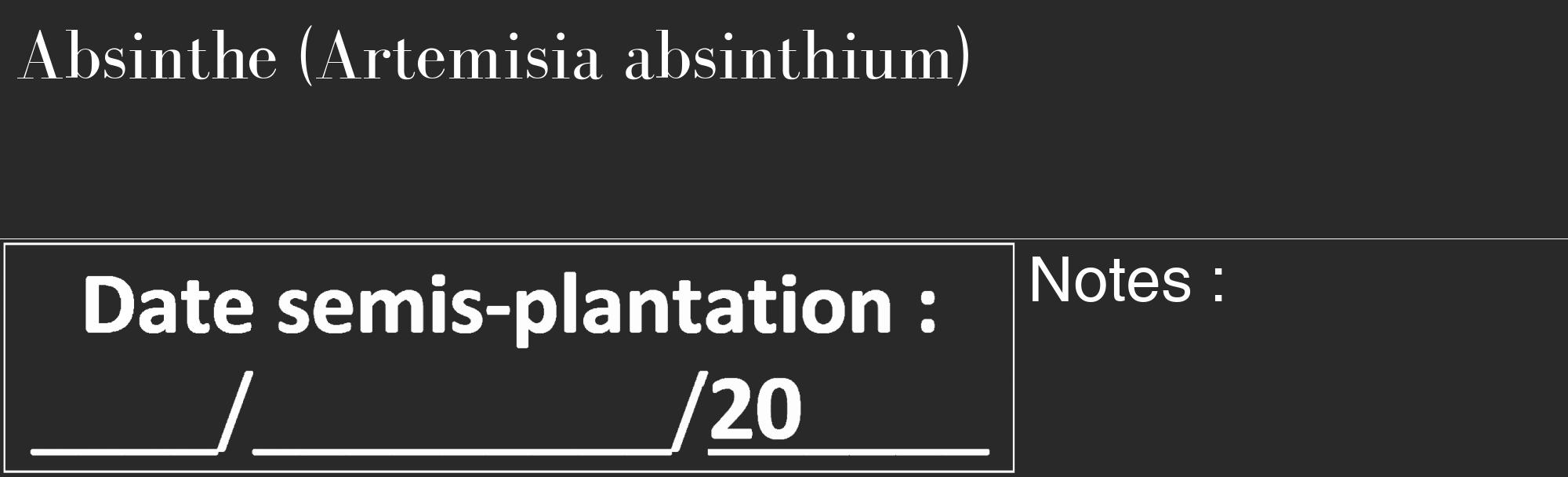 Étiquette de : Artemisia absinthium - format c - style blanche34_basique_basiquebod avec comestibilité