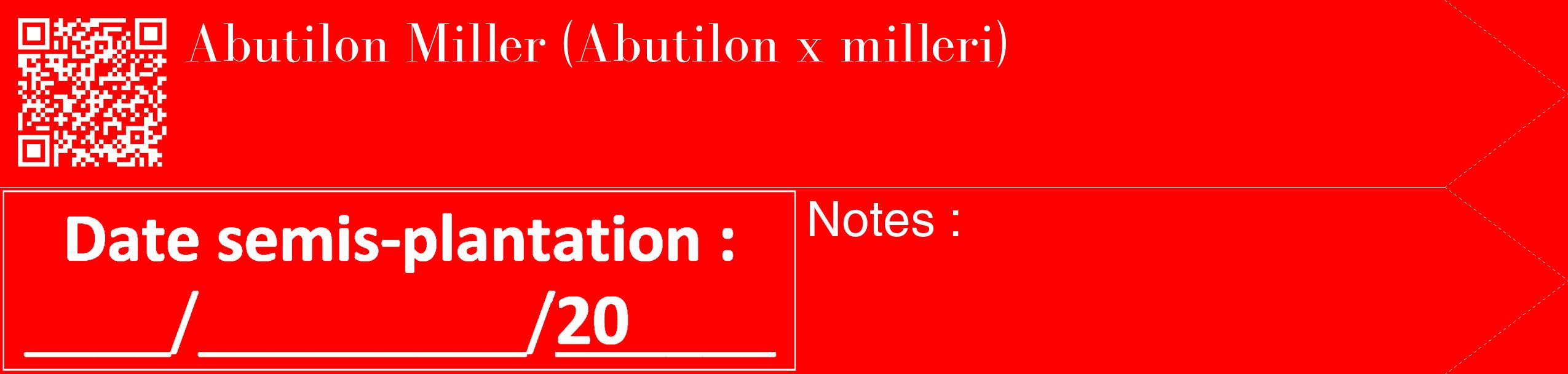 Étiquette de : Abutilon x milleri - format c - style blanche27_simple_simplebod avec qrcode et comestibilité