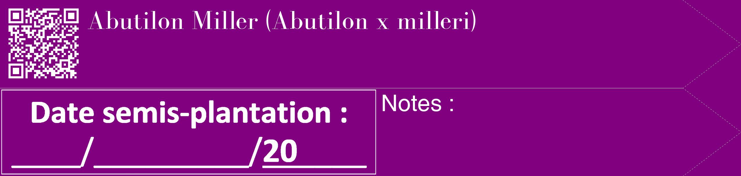 Étiquette de : Abutilon x milleri - format c - style blanche46_simple_simplebod avec qrcode et comestibilité