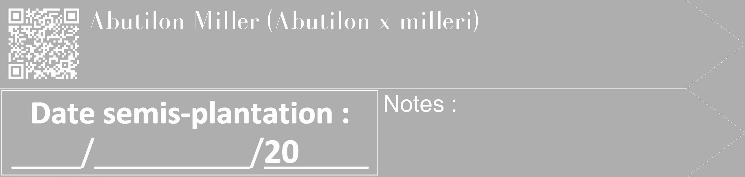 Étiquette de : Abutilon x milleri - format c - style blanche53_simple_simplebod avec qrcode et comestibilité