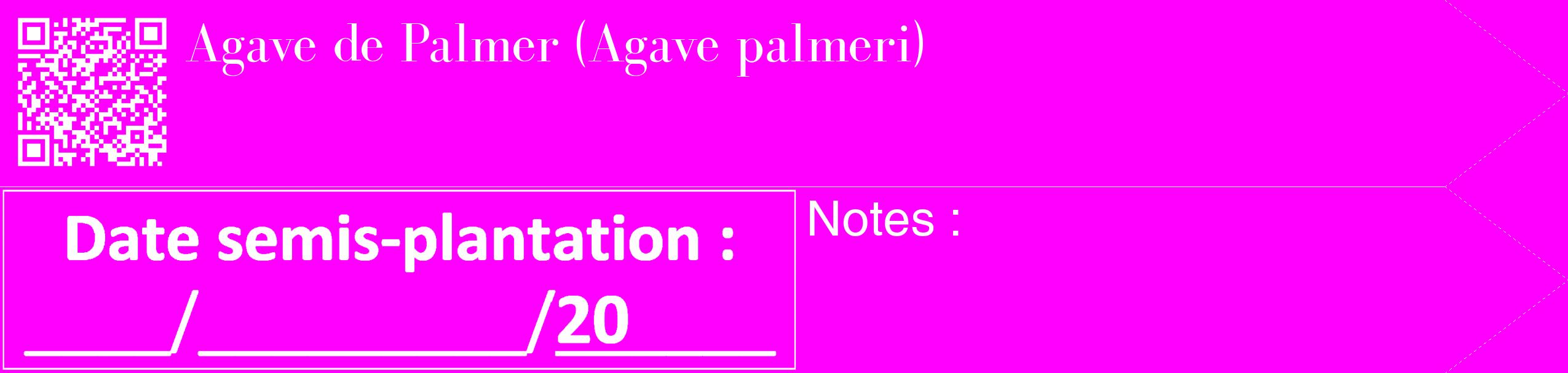 Étiquette de : Agave palmeri - format c - style blanche51_simple_simplebod avec qrcode et comestibilité