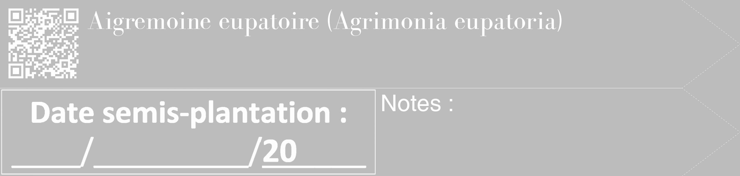 Étiquette de : Agrimonia eupatoria - format c - style blanche1_simple_simplebod avec qrcode et comestibilité