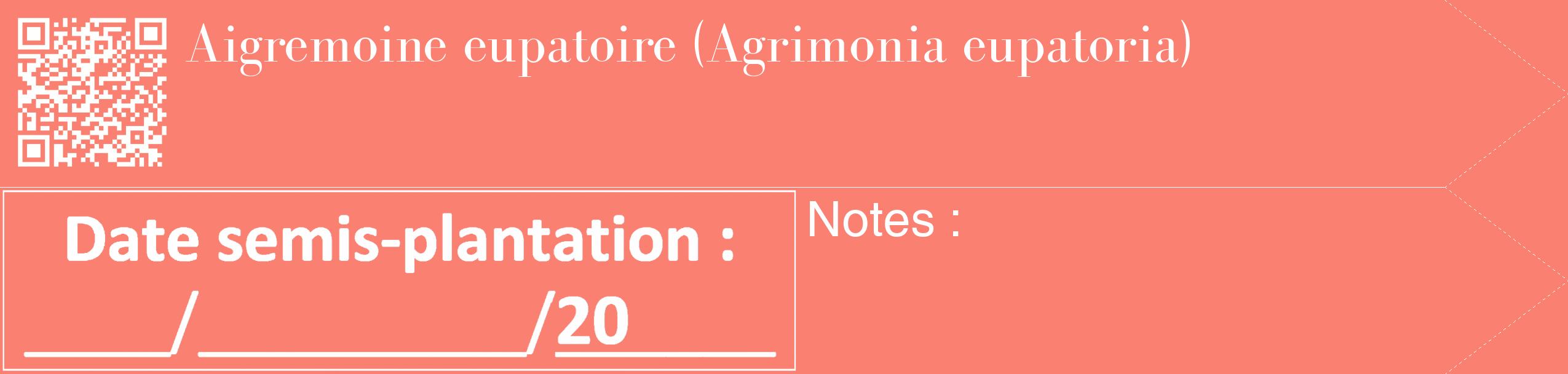 Étiquette de : Agrimonia eupatoria - format c - style blanche38_simple_simplebod avec qrcode et comestibilité