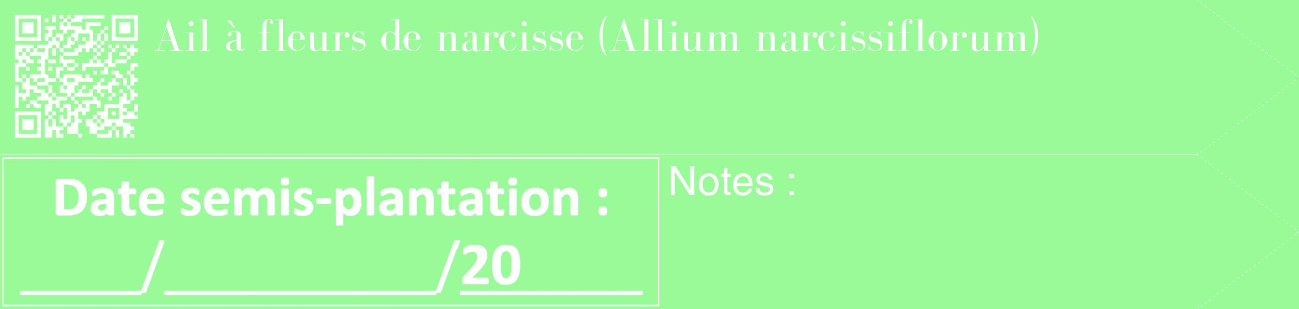 Étiquette de : Allium narcissiflorum - format c - style blanche14_simple_simplebod avec qrcode et comestibilité
