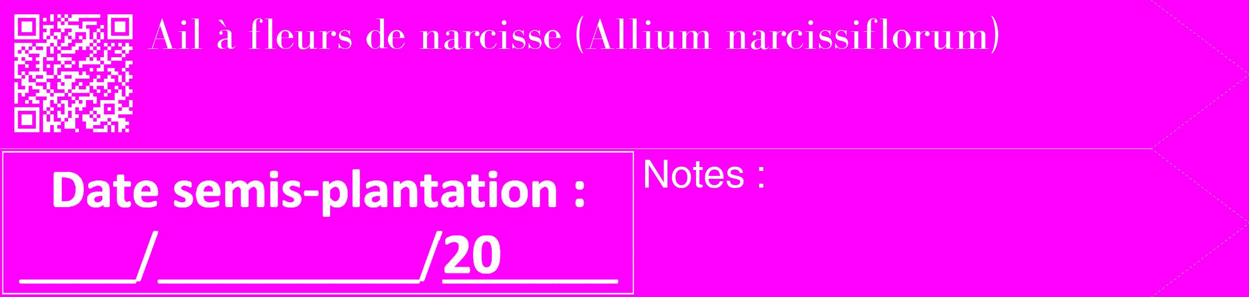 Étiquette de : Allium narcissiflorum - format c - style blanche51_simple_simplebod avec qrcode et comestibilité