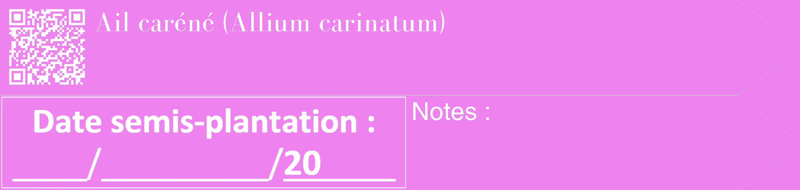 Étiquette de : Allium carinatum - format c - style blanche53_simple_simplebod avec qrcode et comestibilité