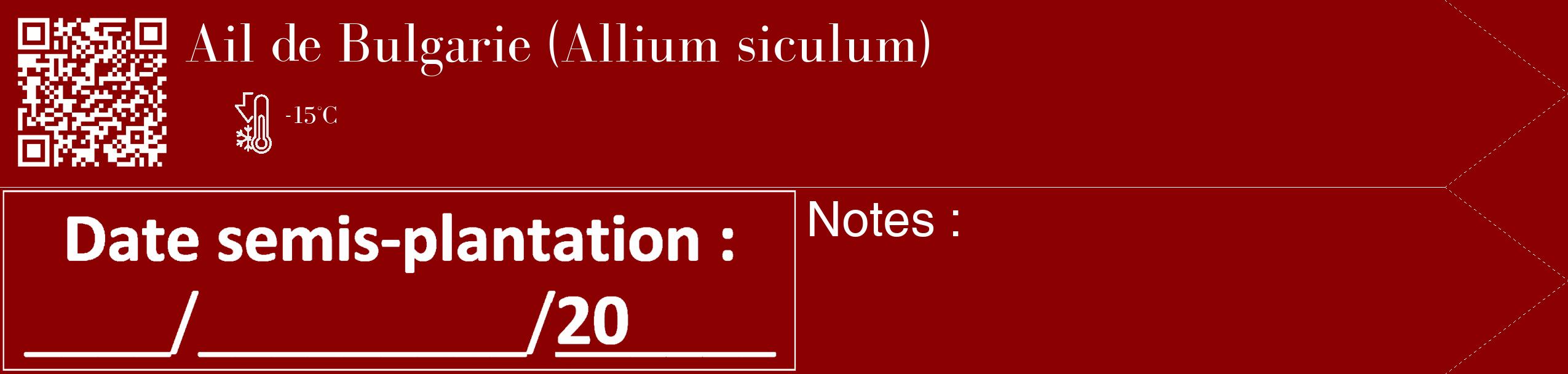 Étiquette de : Allium siculum - format c - style blanche34_simple_simplebod avec qrcode et comestibilité