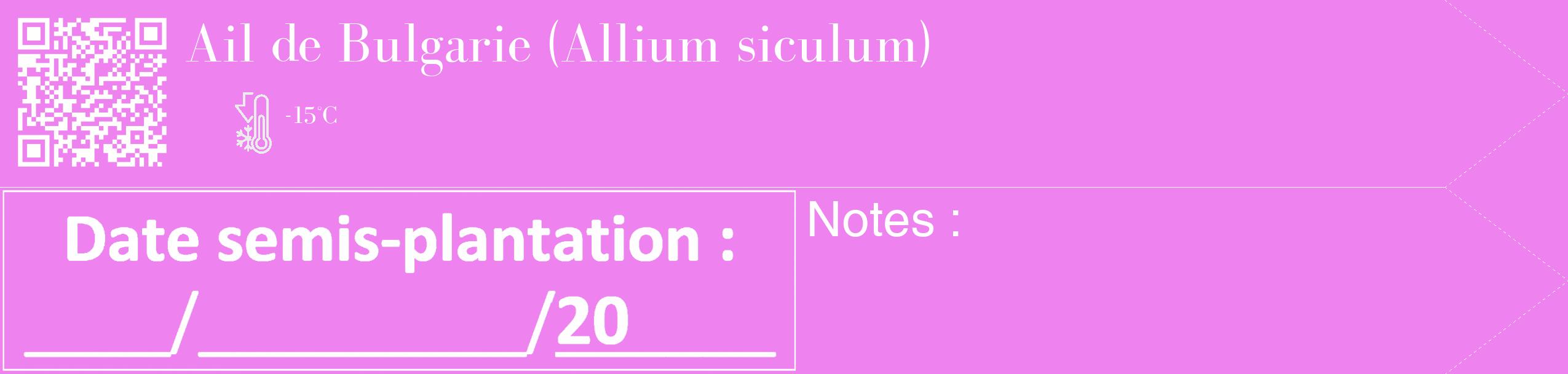 Étiquette de : Allium siculum - format c - style blanche53_simple_simplebod avec qrcode et comestibilité