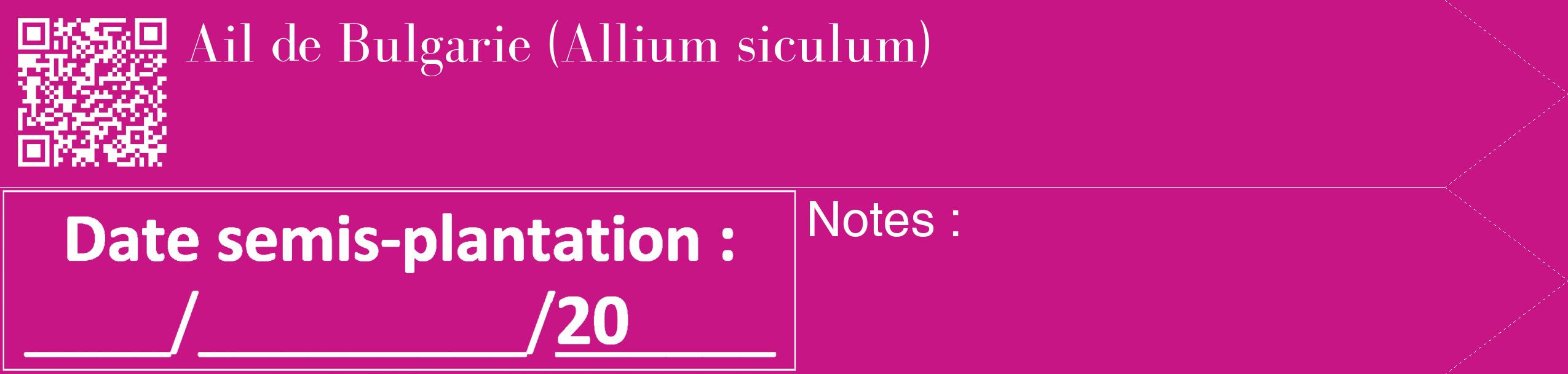 Étiquette de : Allium siculum - format c - style blanche45_simple_simplebod avec qrcode et comestibilité