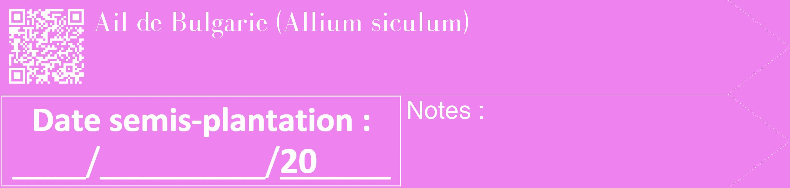 Étiquette de : Allium siculum - format c - style blanche53_simple_simplebod avec qrcode et comestibilité
