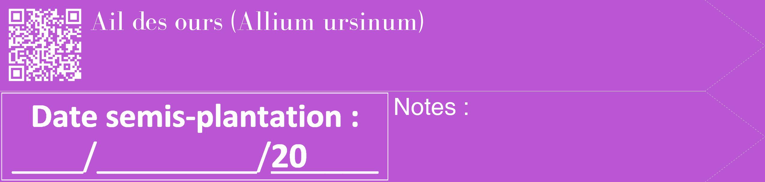 Étiquette de : Allium ursinum - format c - style blanche50_simple_simplebod avec qrcode et comestibilité
