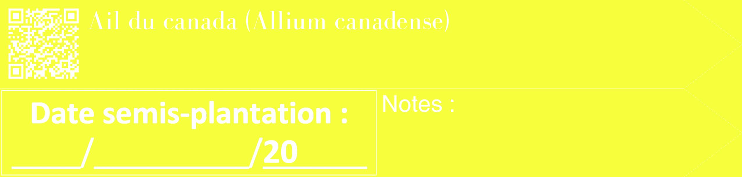 Étiquette de : Allium canadense - format c - style blanche18_simple_simplebod avec qrcode et comestibilité