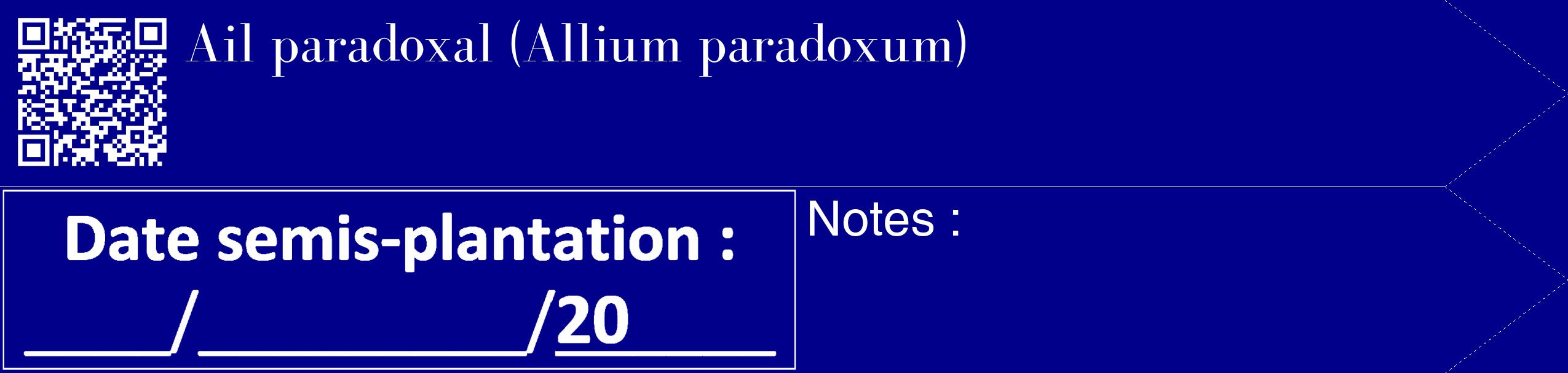 Étiquette de : Allium paradoxum - format c - style blanche7_simple_simplebod avec qrcode et comestibilité