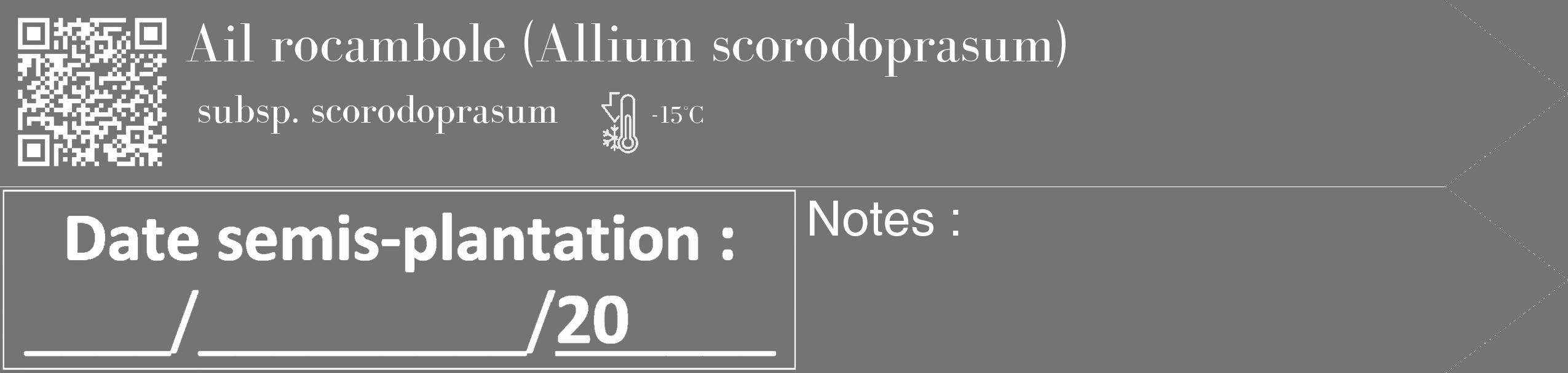 Étiquette de : Allium scorodoprasum subsp. scorodoprasum - format c - style blanche26_simple_simplebod avec qrcode et comestibilité