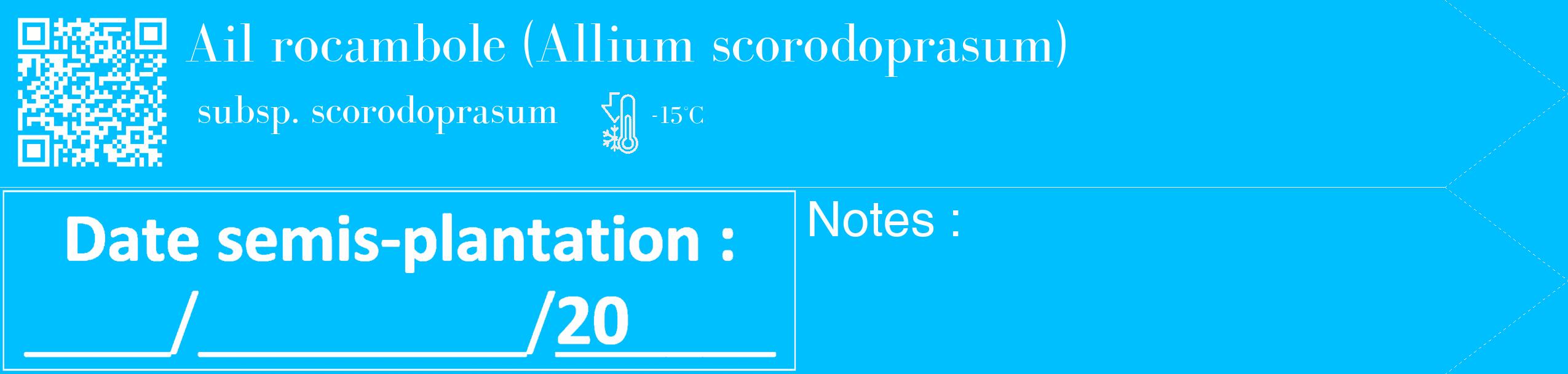 Étiquette de : Allium scorodoprasum subsp. scorodoprasum - format c - style blanche2_simple_simplebod avec qrcode et comestibilité