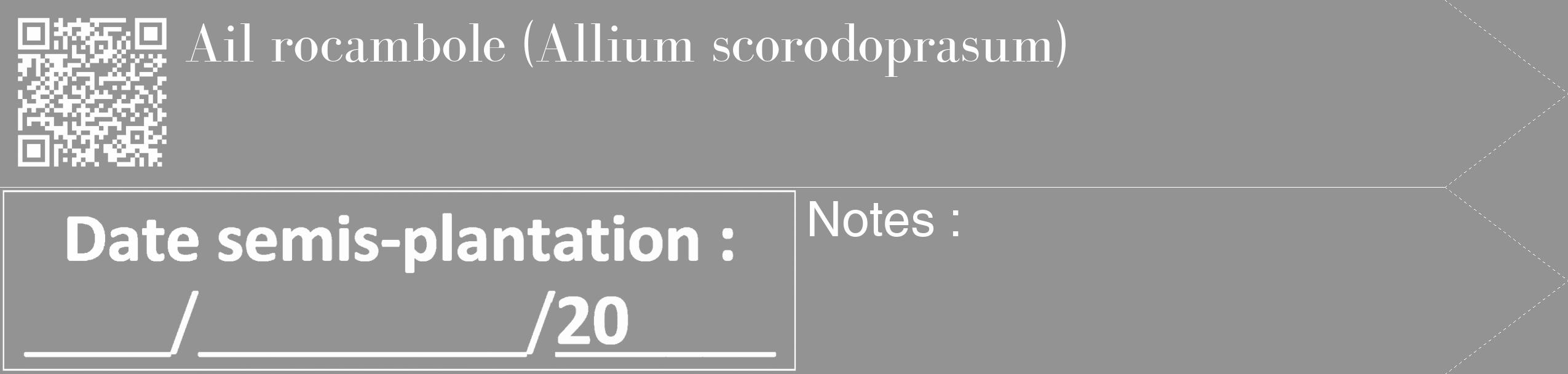 Étiquette de : Allium scorodoprasum - format c - style blanche44_simple_simplebod avec qrcode et comestibilité