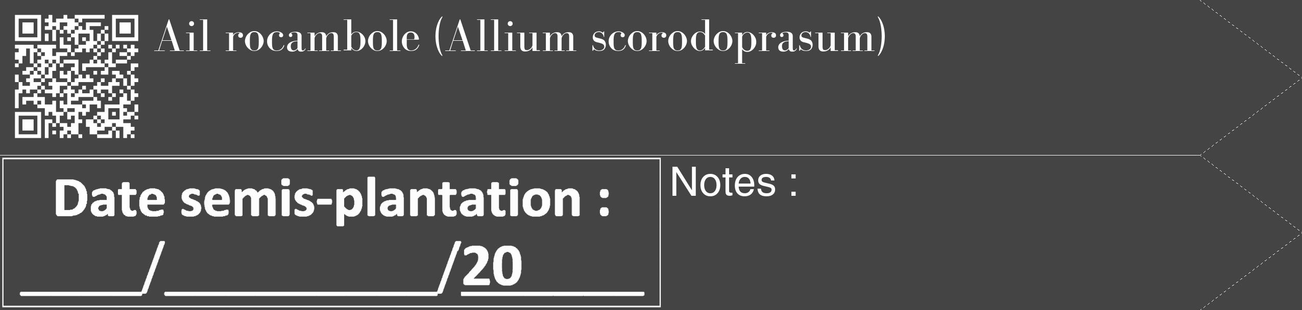 Étiquette de : Allium scorodoprasum - format c - style blanche48_simple_simplebod avec qrcode et comestibilité