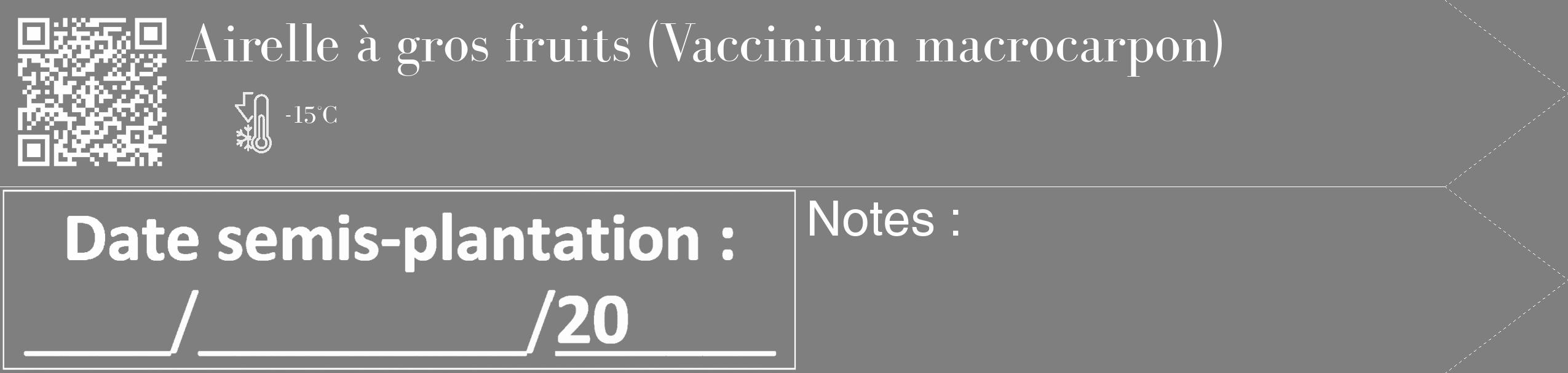 Étiquette de : Vaccinium macrocarpon - format c - style blanche31_simple_simplebod avec qrcode et comestibilité