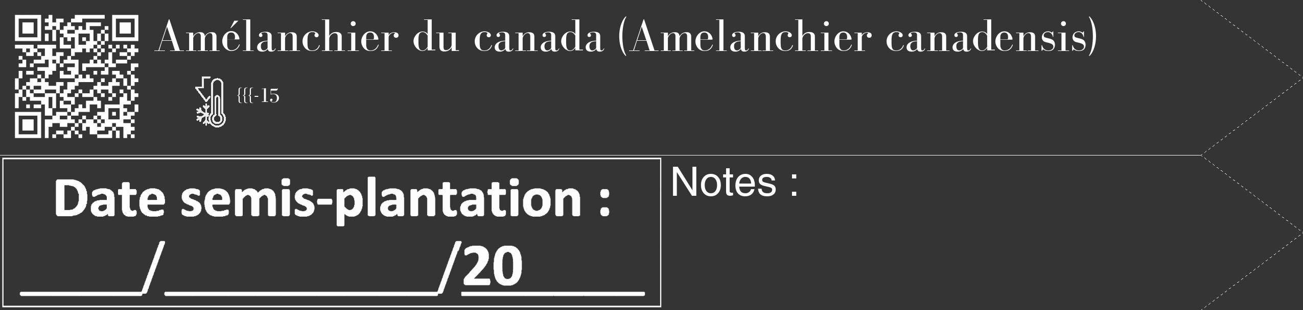 Étiquette de : Amelanchier canadensis - format c - style blanche46_simple_simplebod avec qrcode et comestibilité