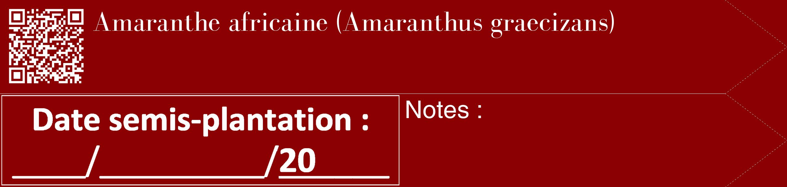 Étiquette de : Amaranthus graecizans - format c - style blanche34_simple_simplebod avec qrcode et comestibilité