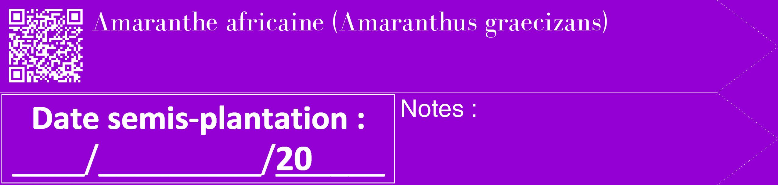 Étiquette de : Amaranthus graecizans - format c - style blanche48_simple_simplebod avec qrcode et comestibilité