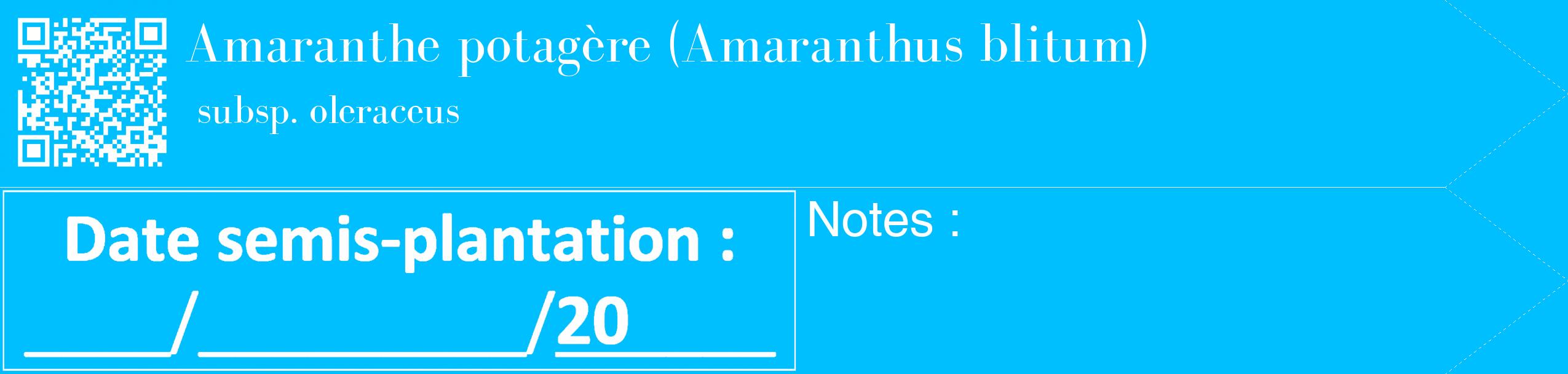 Étiquette de : Amaranthus blitum subsp. oleraceus - format c - style blanche2_simple_simplebod avec qrcode et comestibilité