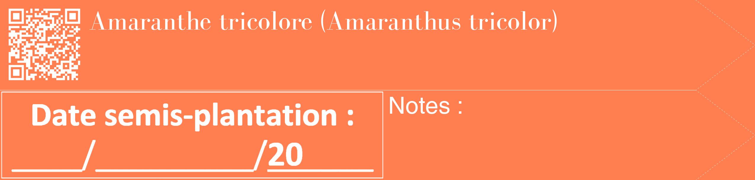 Étiquette de : Amaranthus tricolor - format c - style blanche24_simple_simplebod avec qrcode et comestibilité