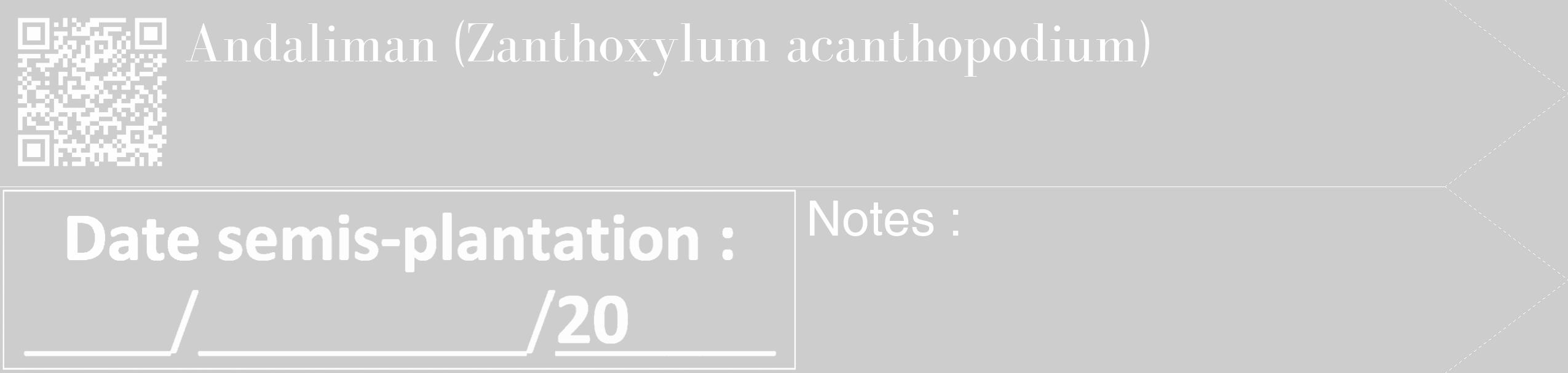 Étiquette de : Zanthoxylum acanthopodium - format c - style blanche41_simple_simplebod avec qrcode et comestibilité