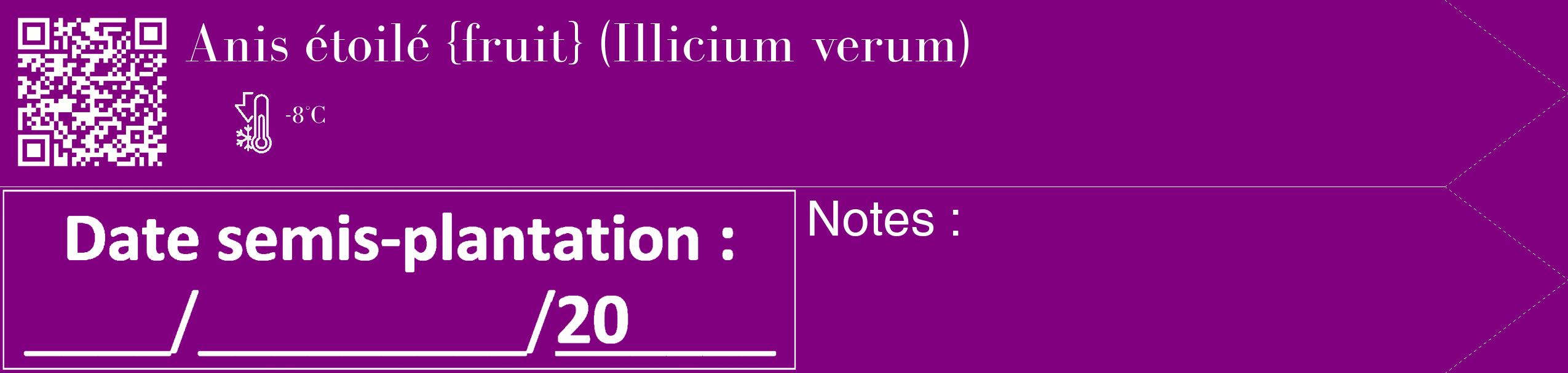 Étiquette de : Illicium verum - format c - style blanche46_simple_simplebod avec qrcode et comestibilité