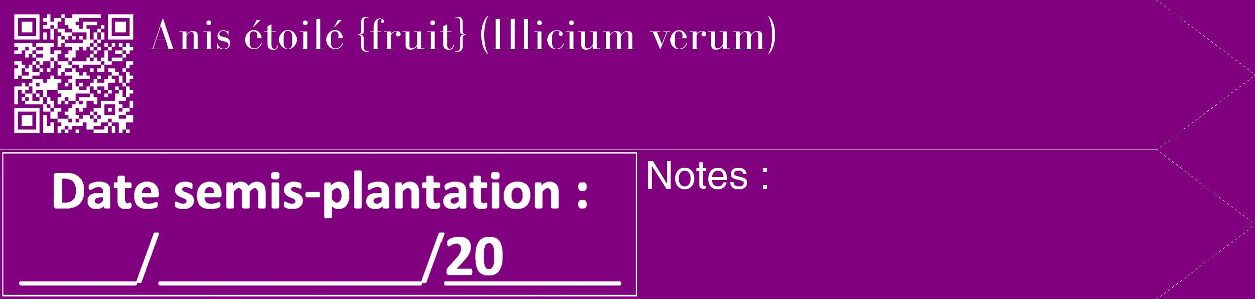 Étiquette de : Illicium verum - format c - style blanche46_simple_simplebod avec qrcode et comestibilité