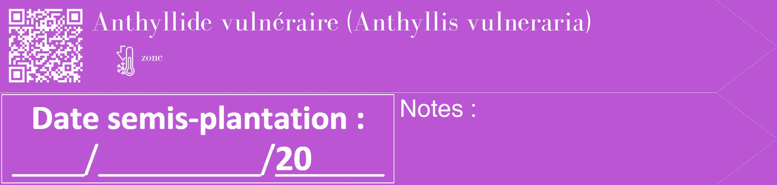 Étiquette de : Anthyllis vulneraria - format c - style blanche50_simple_simplebod avec qrcode et comestibilité