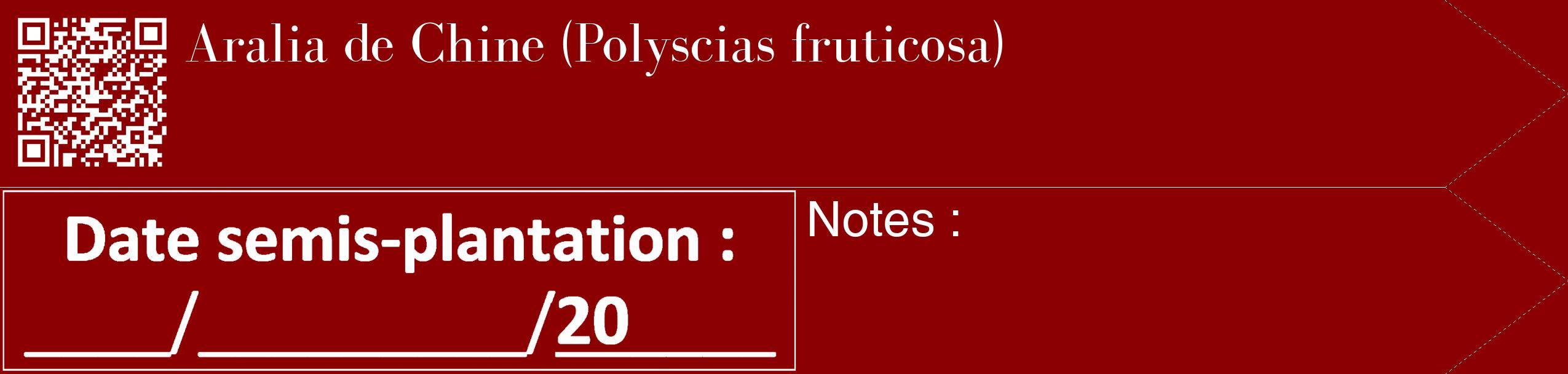 Étiquette de : Polyscias fruticosa - format c - style blanche34_simple_simplebod avec qrcode et comestibilité