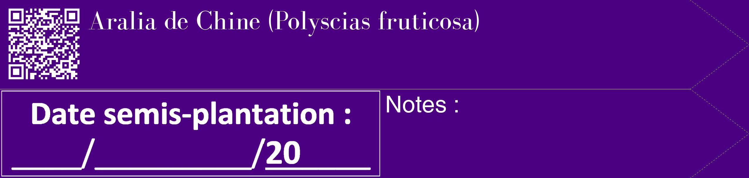 Étiquette de : Polyscias fruticosa - format c - style blanche47_simple_simplebod avec qrcode et comestibilité