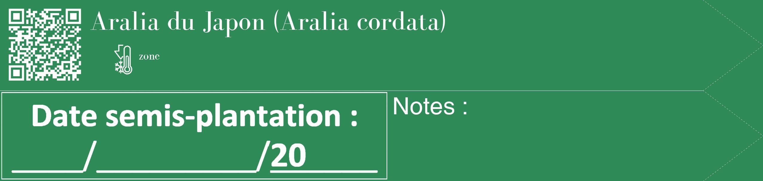 Étiquette de : Aralia cordata - format c - style blanche11_simple_simplebod avec qrcode et comestibilité
