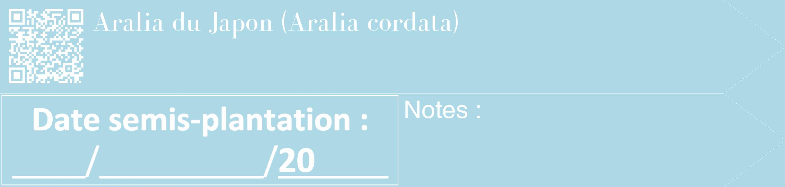 Étiquette de : Aralia cordata - format c - style blanche0_simple_simplebod avec qrcode et comestibilité