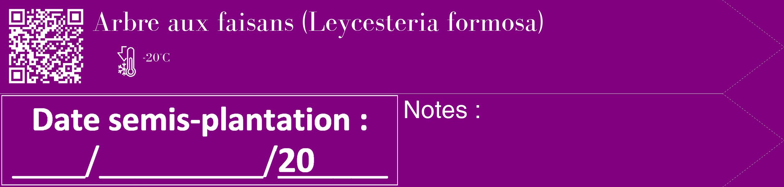 Étiquette de : Leycesteria formosa - format c - style blanche46_simple_simplebod avec qrcode et comestibilité