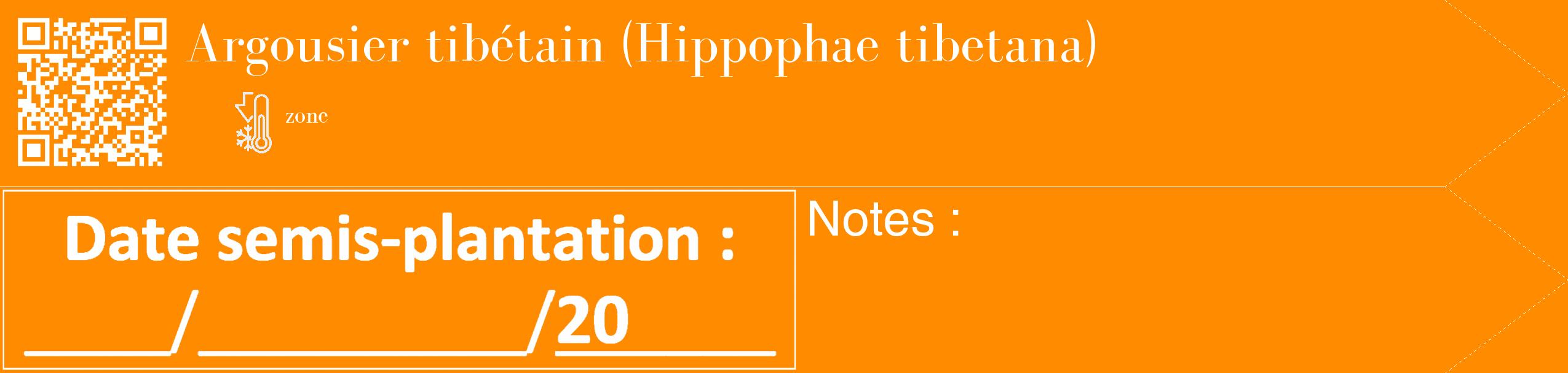 Étiquette de : Hippophae tibetana - format c - style blanche23_simple_simplebod avec qrcode et comestibilité