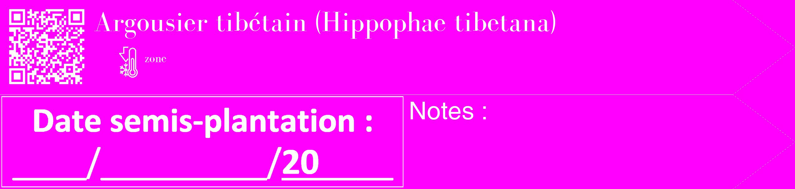 Étiquette de : Hippophae tibetana - format c - style blanche51_simple_simplebod avec qrcode et comestibilité