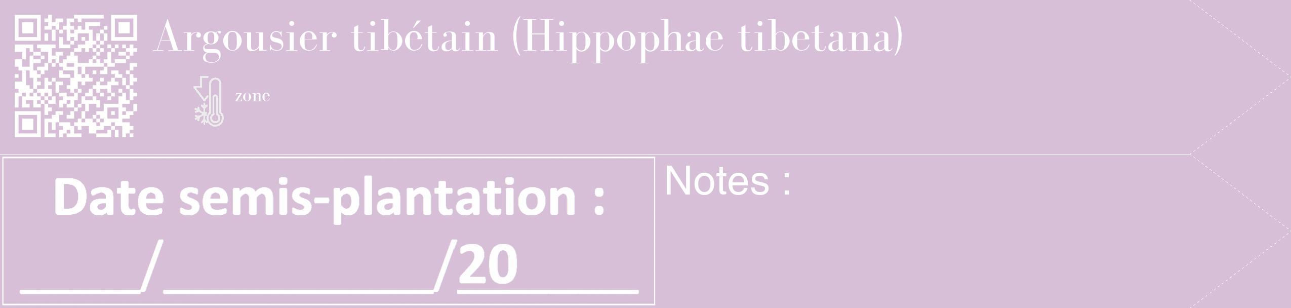 Étiquette de : Hippophae tibetana - format c - style blanche54_simple_simplebod avec qrcode et comestibilité