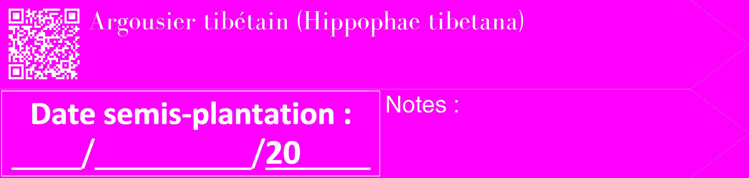 Étiquette de : Hippophae tibetana - format c - style blanche51_simple_simplebod avec qrcode et comestibilité