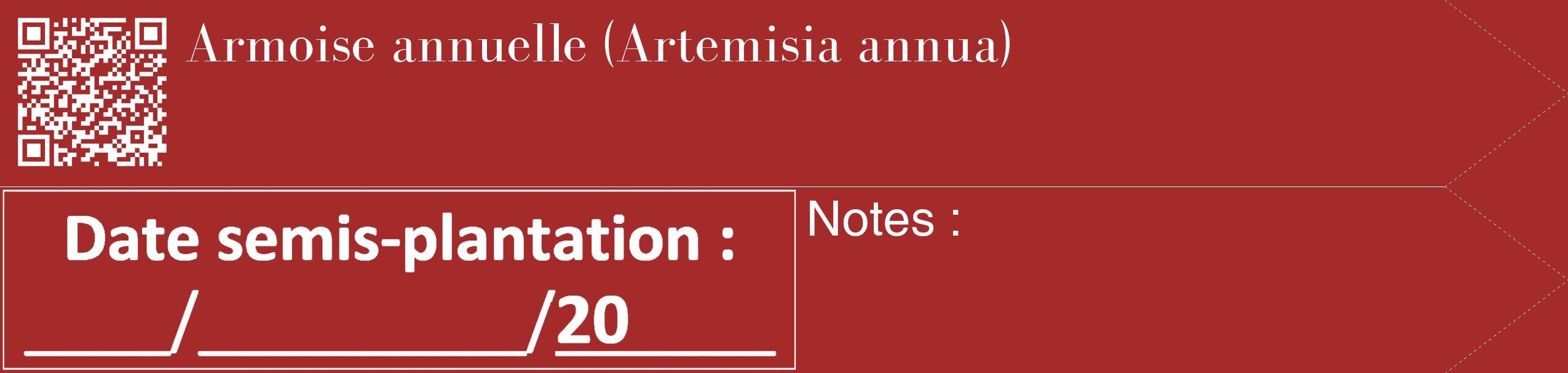 Étiquette de : Artemisia annua - format c - style blanche33_simple_simplebod avec qrcode et comestibilité