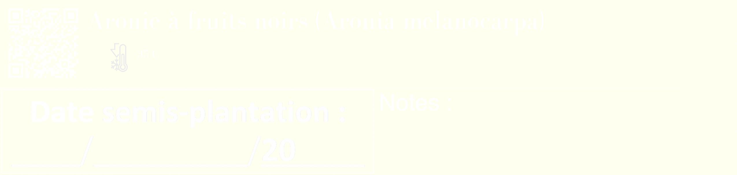 Étiquette de : Aronia melanocarpa - format c - style blanche19_simple_simplebod avec qrcode et comestibilité