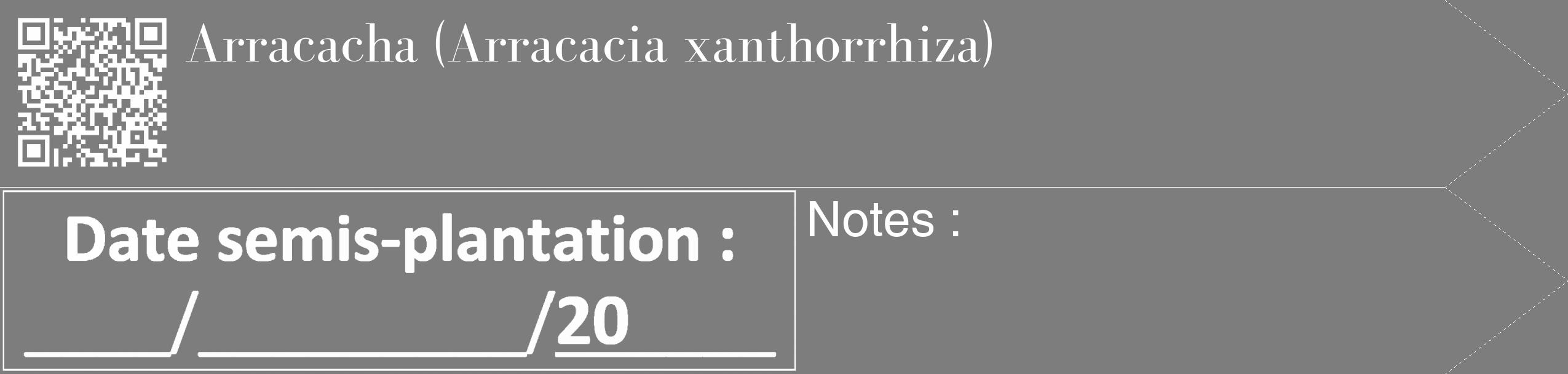 Étiquette de : Arracacia xanthorrhiza - format c - style blanche35_simple_simplebod avec qrcode et comestibilité