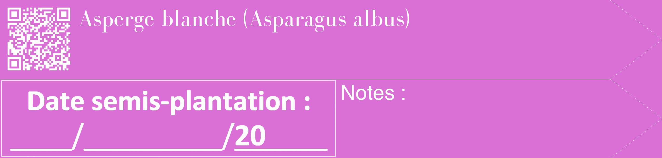 Étiquette de : Asparagus albus - format c - style blanche52_simple_simplebod avec qrcode et comestibilité