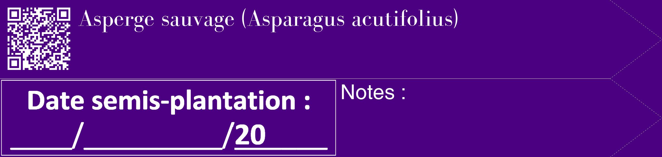 Étiquette de : Asparagus acutifolius - format c - style blanche47_simple_simplebod avec qrcode et comestibilité