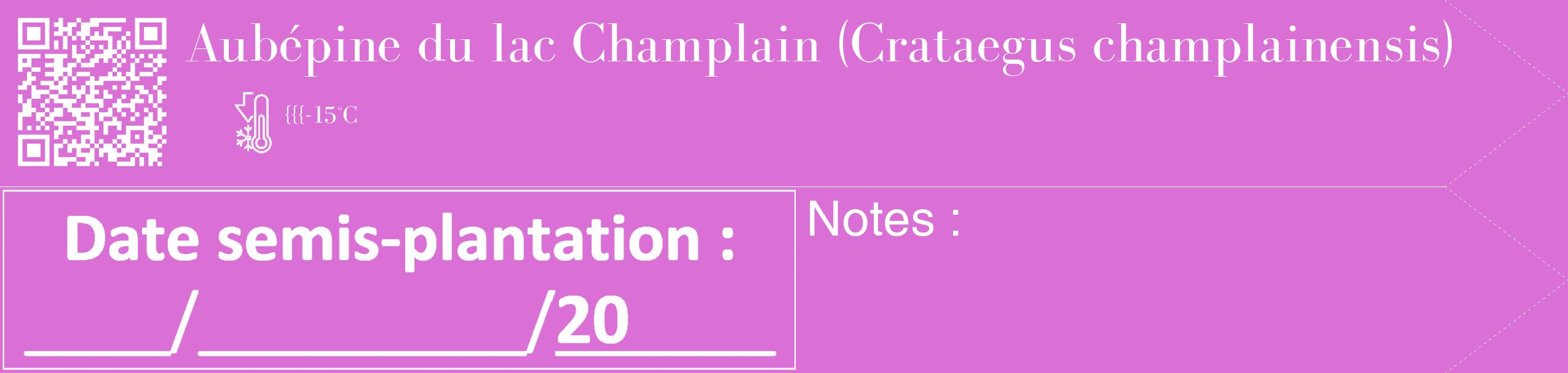 Étiquette de : Crataegus champlainensis - format c - style blanche52_simple_simplebod avec qrcode et comestibilité